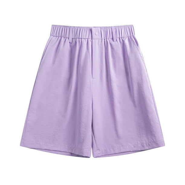 pstuiky Pantalones cortos para hombre, Pantalones cortos de playa holgados para hombre, de color liso, informales, a la moda, con bolsillos, botones y cremallera