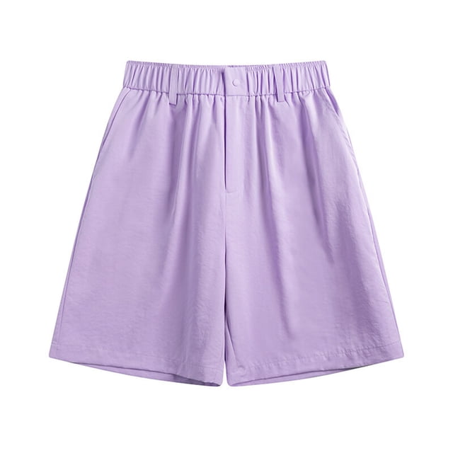 pstuiky Pantalones cortos para hombre, Pantalones cortos de playa holgados para hombre, de color liso, informales, a la moda, con bolsillos, botones y cremallera Pantalones cortos de baloncesto