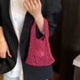 thumbnail image 3 of ZenCart Hand-Woven Wrist Tote Bag Cotton Rope Braided Hollow Out Handbag Ladies Portable Wristlet Handbag for Travel Beach Shopping, 3 of 7