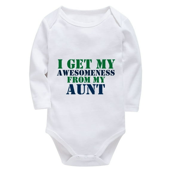 I Get My Awesomeness From My Aunt Newborn Romper Neutral Long Sleeve Boy Baby Outfits White Baby Body Suits 0-3