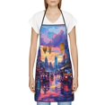 thumbnail image 3 of Yiaed Taxi Colorful Town Print Kitchen Apron with Hand Wipe Pockets,Big Pocket,Aprons for Women with Pockets, Waterproof for Cooking Baking, 3 of 7