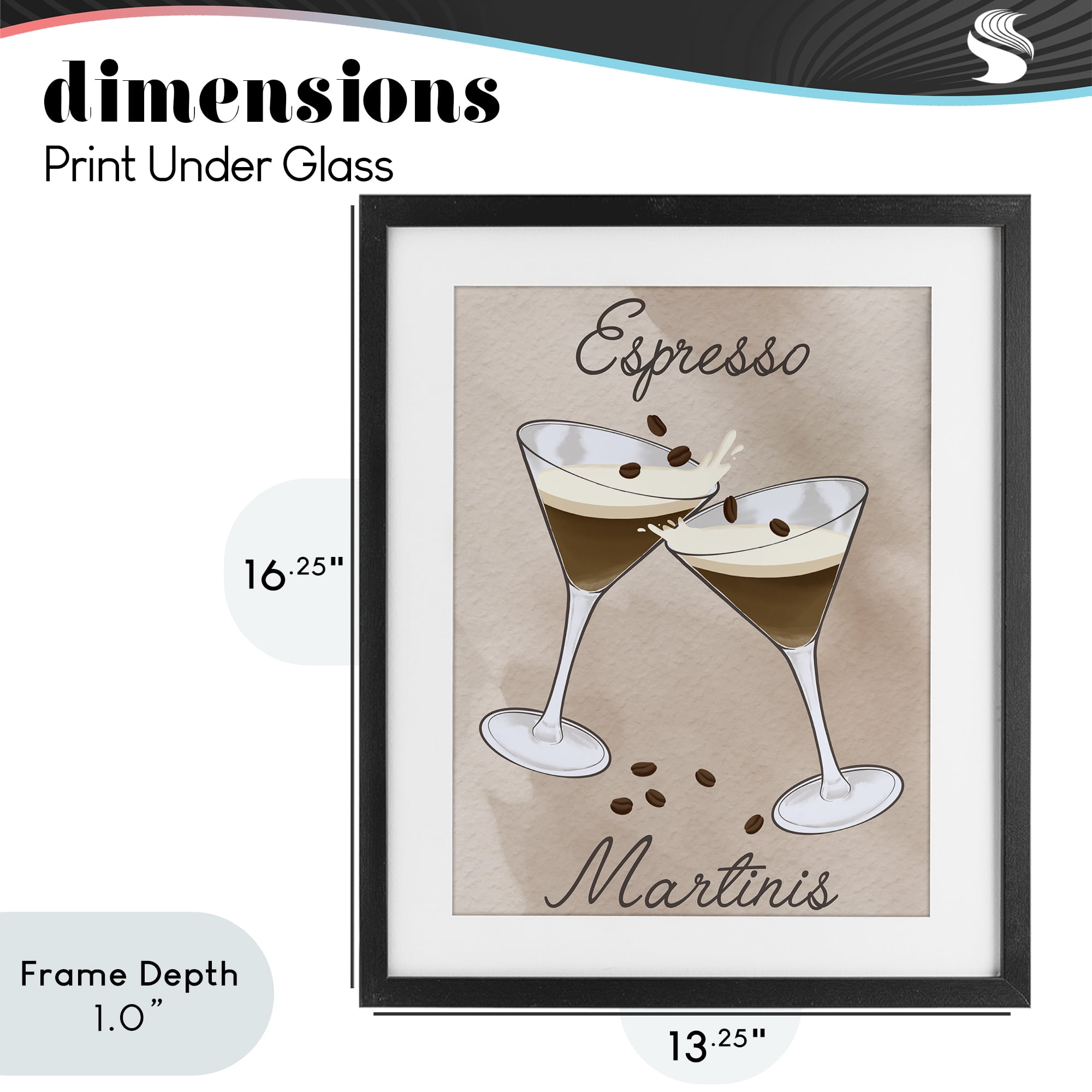Stupell Industries Cheers Espresso Martinis Black Framed Print Under Glass, design by Marcus Prime