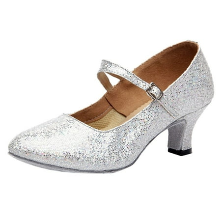 

Kcodviy Mid-High Heels Glitter Dance Heel Covers For Grass Shoes Women Ballroom Latin Middle Heels Women Tango Rumba Dance Shoes Beach Wedges Shoes For Women Taupe Wedge Sandals