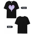 thumbnail image 6 of T Shirts for Women Short Sleeve Cotton Crewneck T-Shirt, Purple Love Heart Print Flame Tee Tops Casual Basic T-Shirts, XS-5XL Black L, 6 of 7