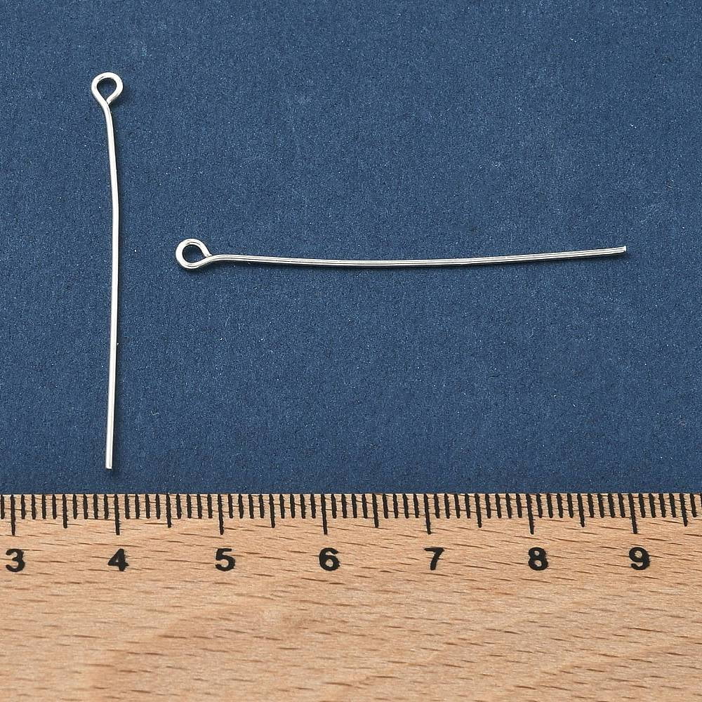 Iron Eye Pin Silver Color Plated 45x0.7mm Hole: 2mm 5000pcs/1000g