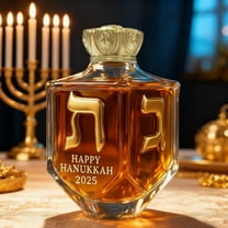 Hanukkah 2025 Dreidel Whiskey Bottle, Decanter Engraved with Traditional Dreidel Symbols, Hanukkah Limited Edition Bottles, Crown Cap Menorah Decoration, Jewish Collectible Gift for Festival