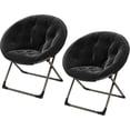 thumbnail image 3 of Comfy negra folding saucer reading lounge chair, cozy faux fur, soft thick padded seat, metal frame, moderno style para dormitorio y sala de estar, x-grande con gold legs para para niños y adults, 3 of 9