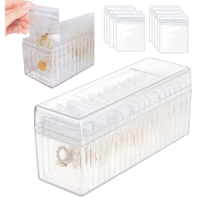 Boîte à Bijoux en Acrylique avec 20 Sacs Anti-Ternissement - Support de Rangement Transparent pour Bagues, Boucles d'Oreilles, Colliers, Résistant aux Rayures et à l'Humidité (Sac Transparent-20 Pcs), Daepdada-Clearbag-20 Pcs