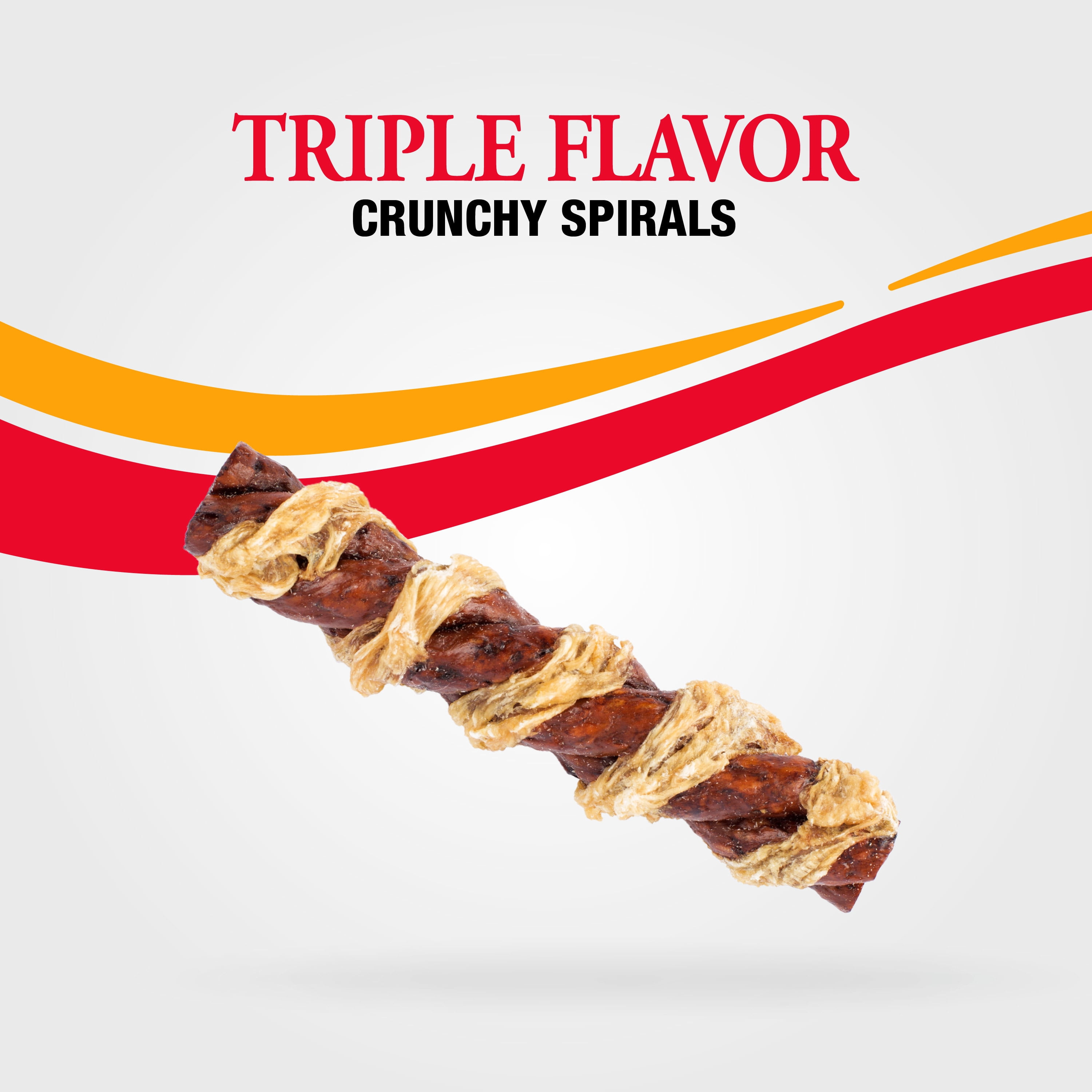 (3 pack) Good 'n' Fun Triple Flavor Crunchy Spirals Rawhide Dog Chews, 3 Count (4.2 oz.)