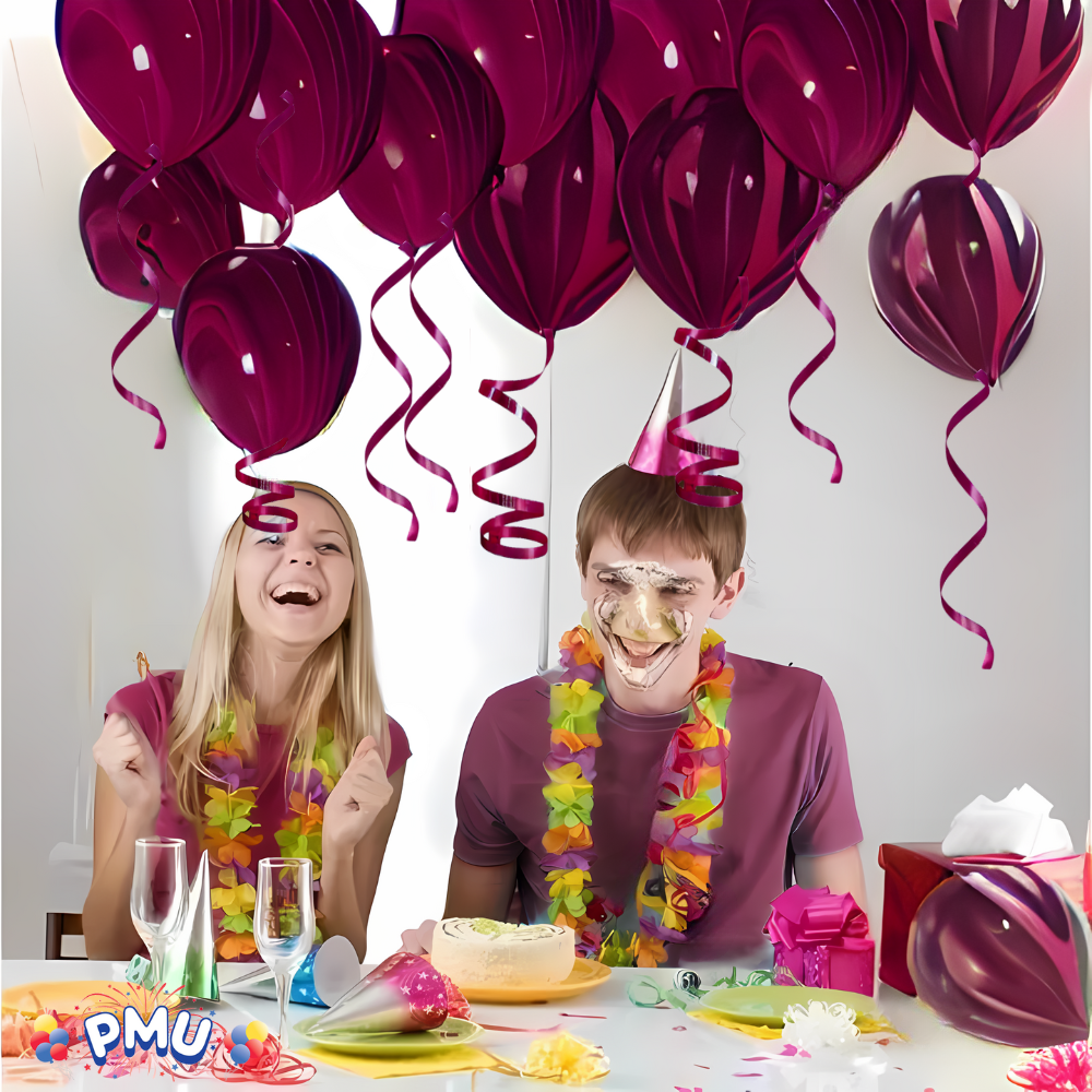 PMU 1500 Yards x 3/8in Burgundy Crimped Curling Ribbon String for Gift Wrapping Ribbon Balloon String Birthday Celebration Party Presents Decor, Festival Art Craft Accessories (6-250 Yard Rolls)
