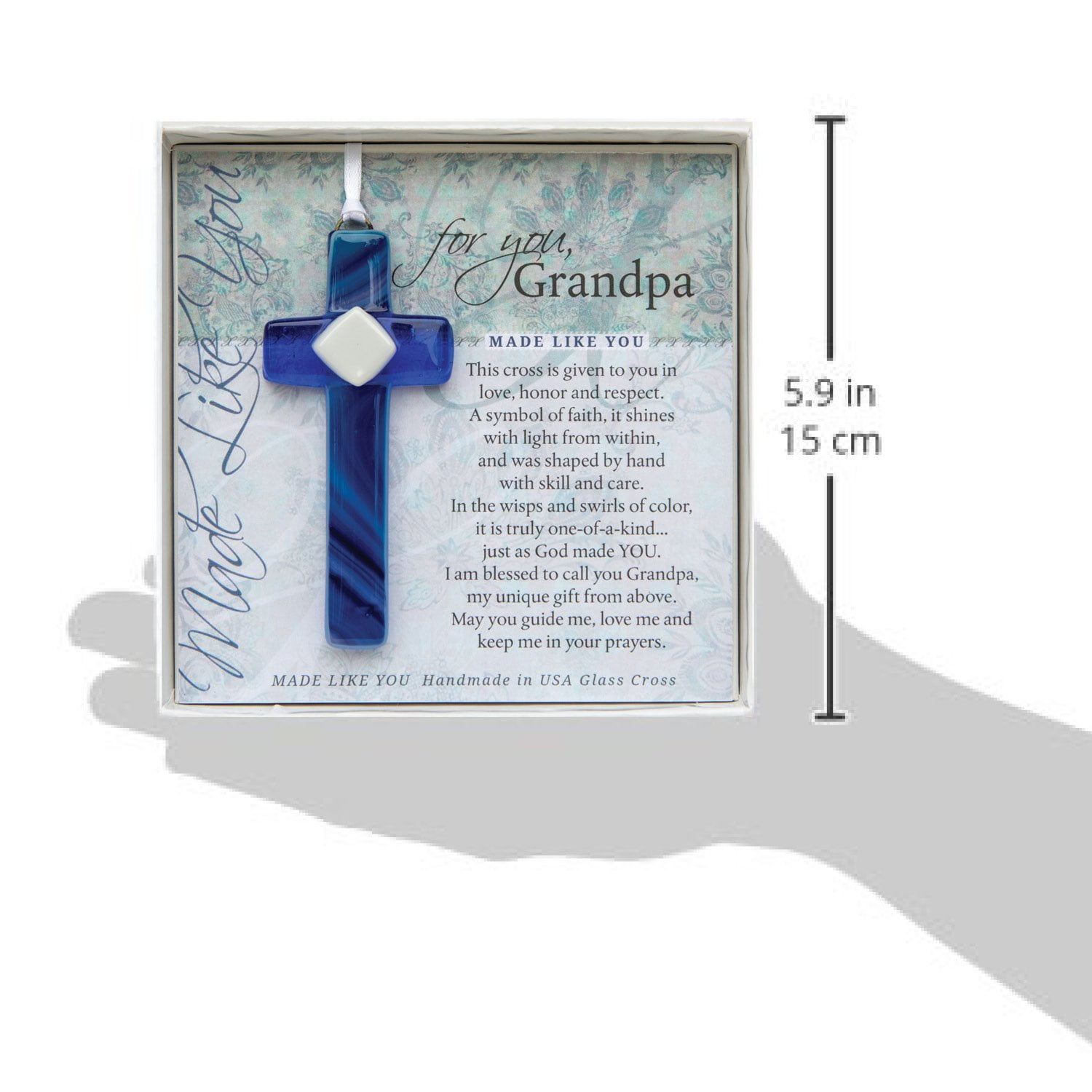 grandpa handmade glass cross sentimental gift for grandpa