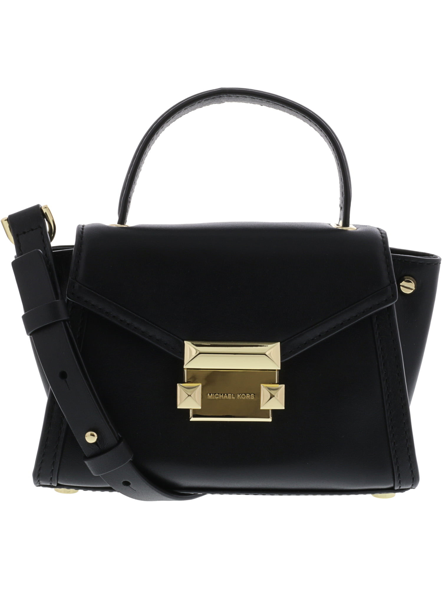 michael kors black leather satchel handbag