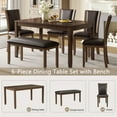 thumbnail image 4 of UHOMEPRO 6 Piece Dining Table Set with Bench, Farmhouse Rectangle Dinette Sets with 4 Chairs and 1 Bench for Home Apartment, Large Wooden Dining Room Table Set for 6, Dark Walnut, 4 of 10
