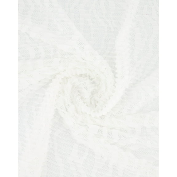 Zelouf Raelynn Crinkled Lace Mesh , Sewing, DIY, Crafts Fabric by the Yard, White, 3 Yard