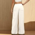 thumbnail image 5 of Wyobmus Women's Wide Leg Pants With Pockets High Waisted Work Pants Business Casual Outfits Loose Trousers Business Work Casual Pants White, 5 of 8