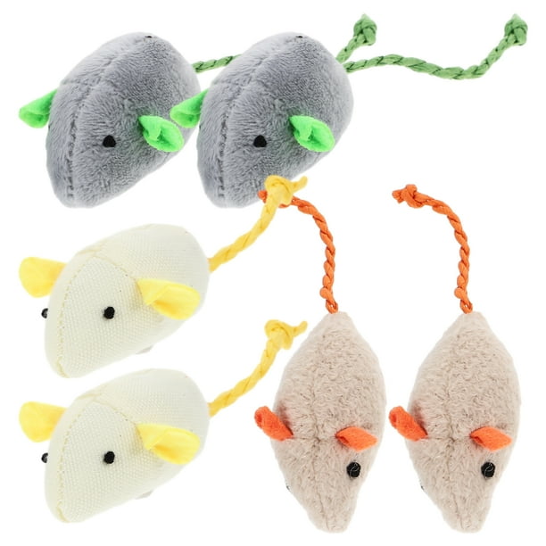 6 juguetes para gatos, ratones de peluche, ratones de juguete falsos para gatos, juguetes para morder y masticar.