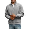 thumbnail image 7 of Men's Raglan Stitching Stand Collar Zipper Casual Loose Sweatshirt, Minimalist Pullover for Daily Wear, Street Style and Comfort Fit,Gray,2XL, 7 of 7