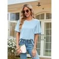 thumbnail image 5 of Womens Tops 2025 Fashion Bell Sleeve Casual T Shirts Summer Crewneck Basic Tee Cute Blouses Sky Blue XL, 5 of 7