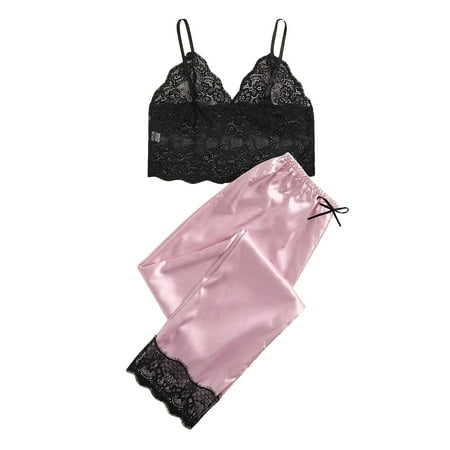 

Pedort Lingerie For Women Women Lingerie Set 2 Piece Set with Lace Teddy Bodysuit(Pink S)