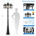 thumbnail image 6 of VIANIS Outdoor Lamp Post Light with Outlet 3-Head, Waterproof Outdoor Lamp Post Sconce, Anti-Rust Black Dusk to Dawn Street Light Pole for Garden, House, Doorway, Weather Resistant, 6 of 8