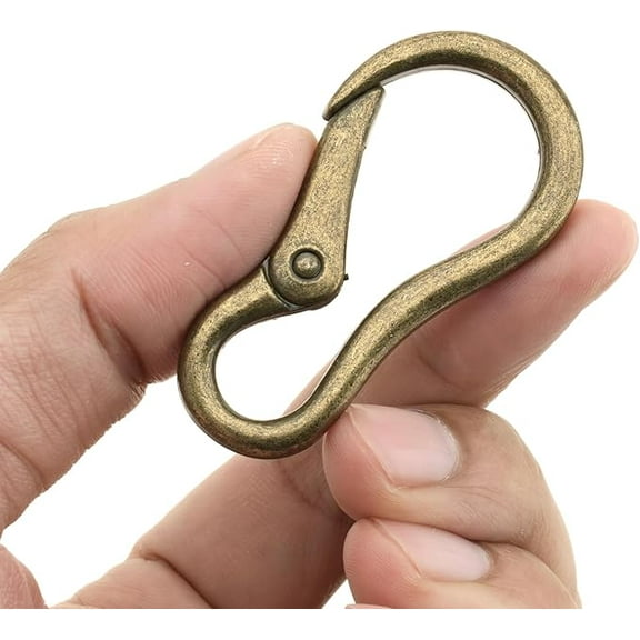 2pcs 2 Inches Carabiner Spring Snap Hook Paracord Camping Keychain Accessories Push Gate Spring Clips HR8 (Antique Brass)