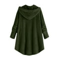 thumbnail image 3 of Baqcunre Women's Clothing, Womens Solid Color Long Sleeve Fleece Outerwear Button Hooded Warm Plush Long Coat with Pockets Valentines Day Gifts, 1Pc Top Green S, 3 of 3