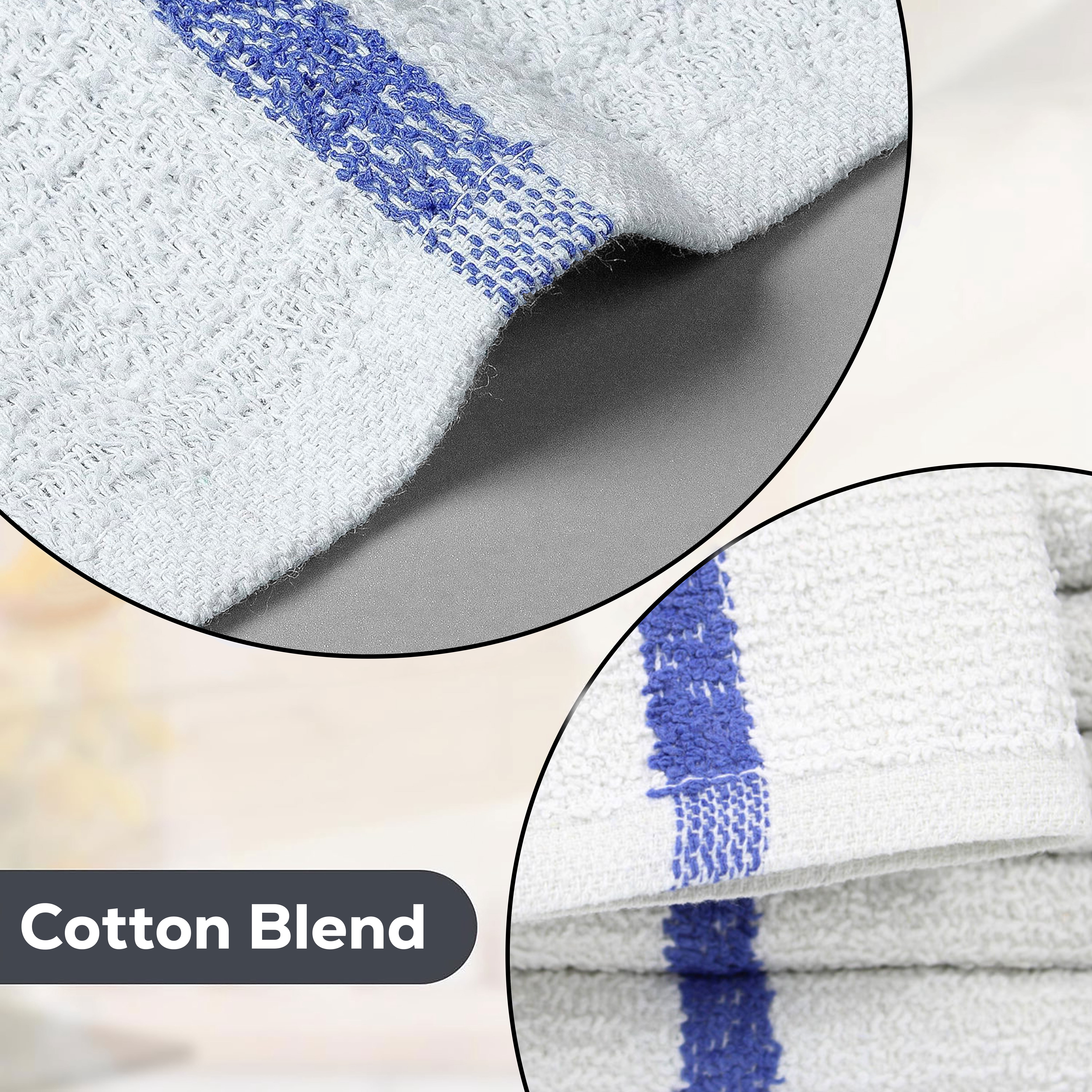 GOLD TEXTILES 120 PC New Cotton Blend Restaurant Bar Mops Kitchen Towels 28oz 10 Dozen 120 Blue Stripe