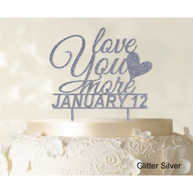 Love You More Wedding Cake Topper Personalized Glitter Cake Topper Cake Decorations Color Option Available 6-7 Inches Wide