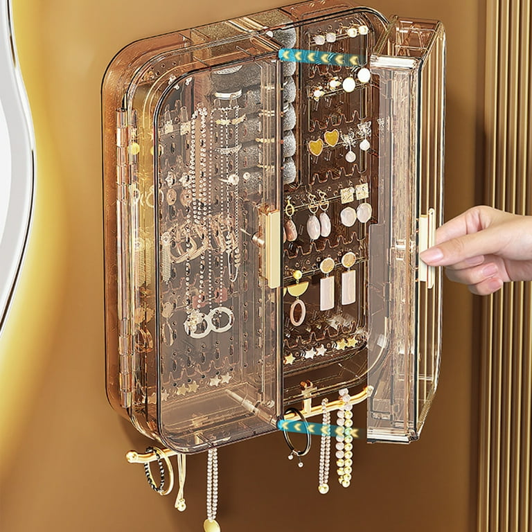 Wall Mounted Jewelry Organizer Box with Gray Gold Finish