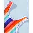 thumbnail image 4 of Liacowi Toddler Girl One-Piece Swimsuits Bikini Sweet Rainbow Striped Print Sleeveless Ruffled Beachwear Summer, 4 of 8