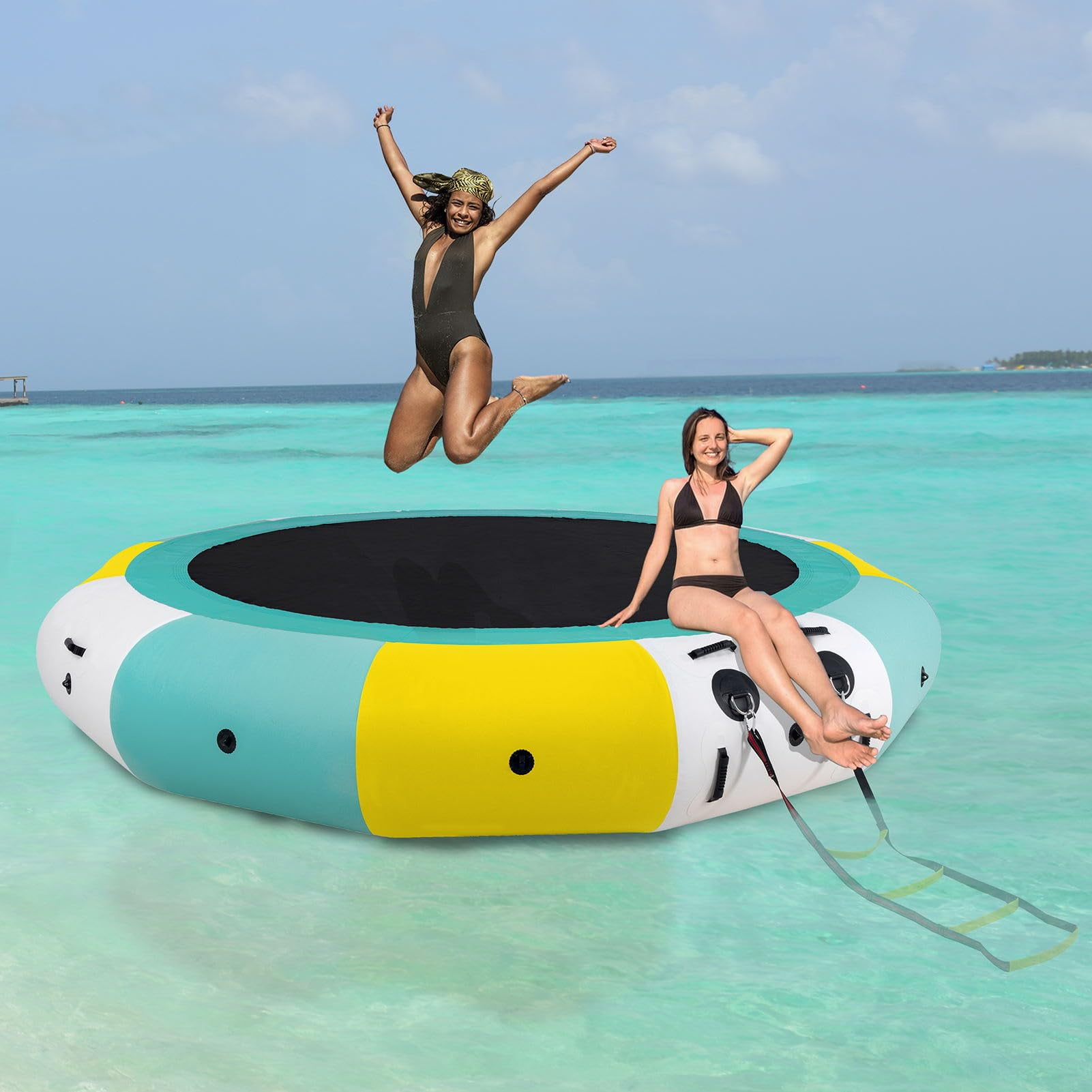 COOLWAVE Inflatable Water Trampoline for Lake 10 FT Floating