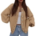 thumbnail image 1 of Suéter Cardigan PRETTYGARDEN Mujer 2025 Tejido Grueso Caqui, 1 of 5