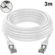 thumbnail image 1 of Cable Ethernet Cat6 Cable LAN de red plana Gigabit con clips para cables Conectores Rj45 sin enganches para computadora/módem/enrutador/X-Box más rápido que Cat5e/Cat5, 1 of 8
