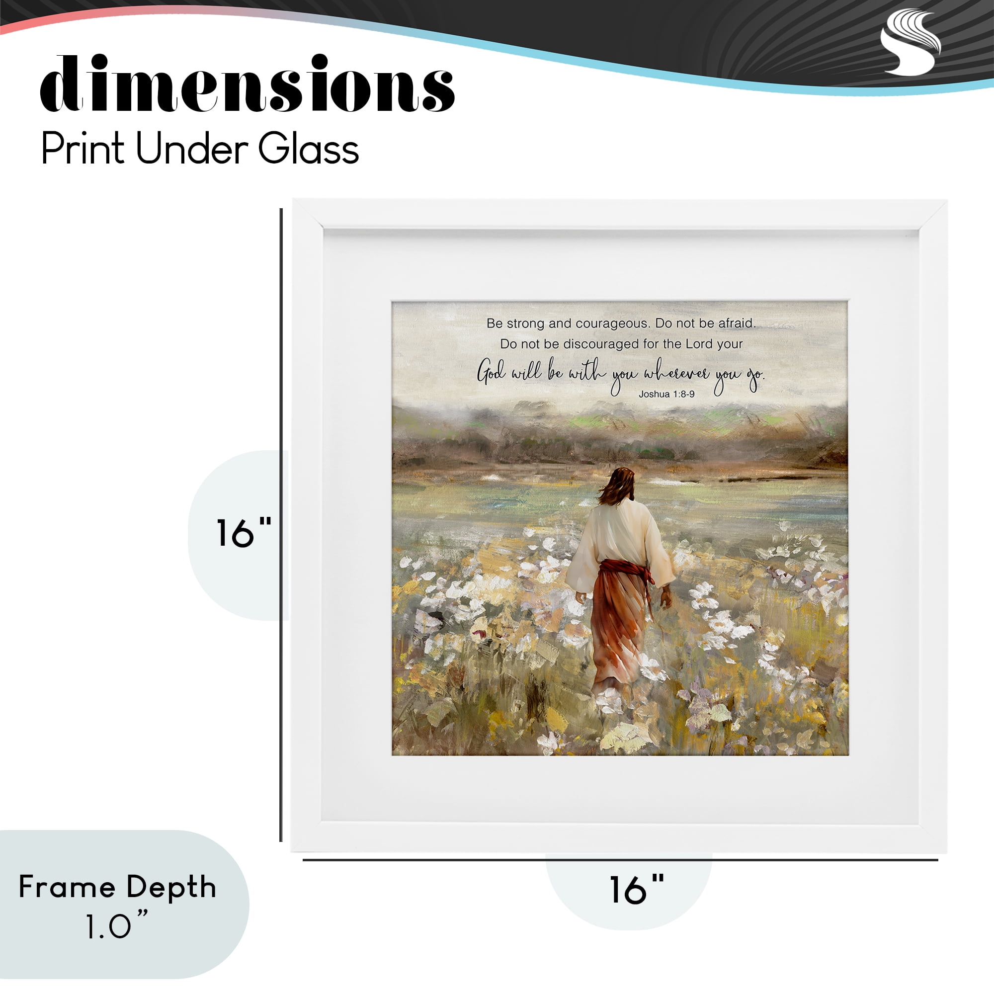 Stupell Industries God With You Wherever White Framed Print Under Glass, design by Sally Swatland