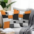 thumbnail image 2 of Orange Black Patchwork Outdoor Pillow Covers Pack of 2 Abstract Retro Art Waterproof Throw Pillow Covers Decorative Cushion Cases for Patio Garden Tent Balcony Couch 24x24 inch, 2 of 8