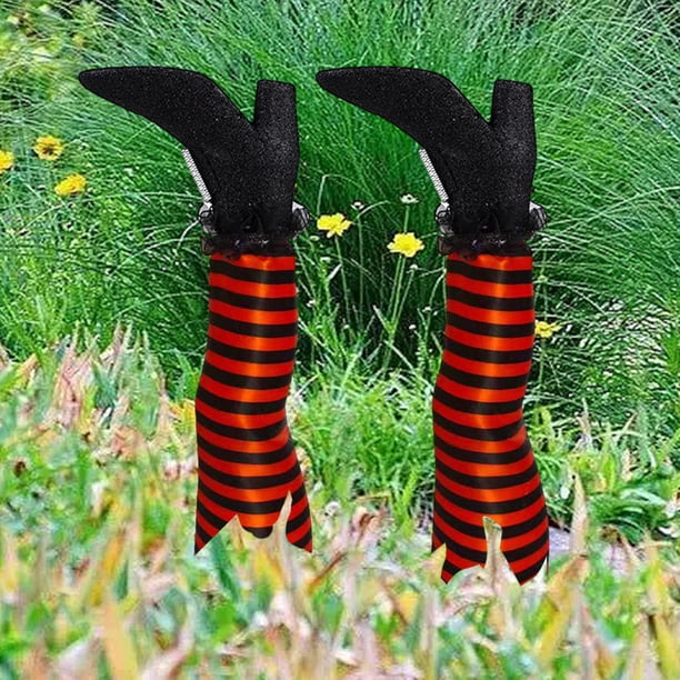 Decoraciones De Piernas De Bruja Malvada Estacas decorativas de Halloween con patas de bruja al revés para casa encantada al aire libre