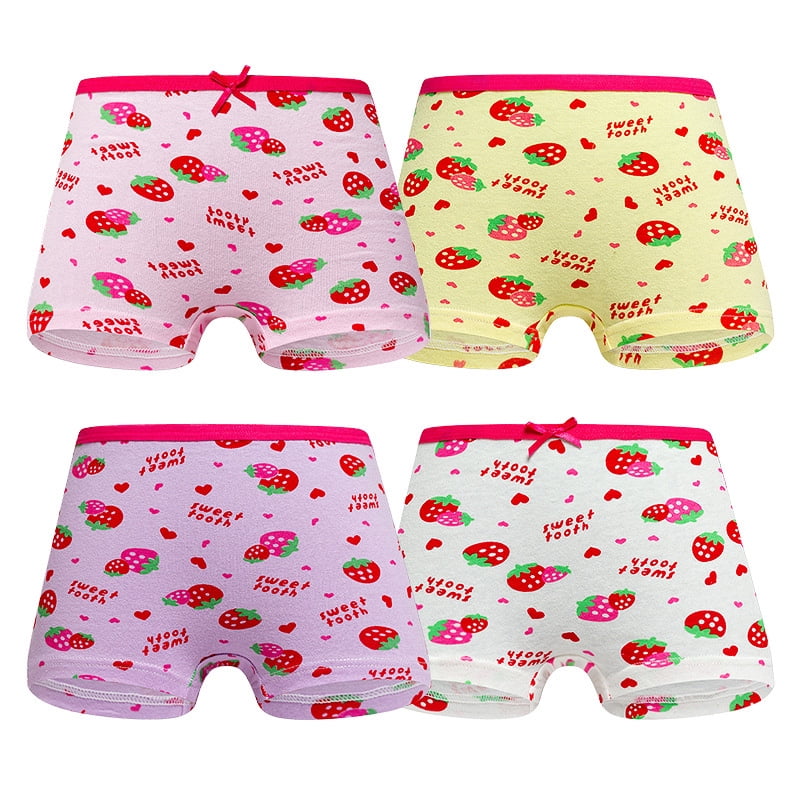 Biofieay Girls Knickers Briefs Kids Cotton Panties 4 Pack Toddler Underwear Shorts for 2-10 Year 