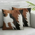 thumbnail image 3 of ONETECH  Western Cowhide Throw&nbsp;Pillow&nbsp;Covers Cow Print Pillow&nbsp;Covers Farmhouse Bull Highland Cattle Cushion&nbsp;Covers for Boys Teen Men White Brown Animal Skin Car, 3 of 5