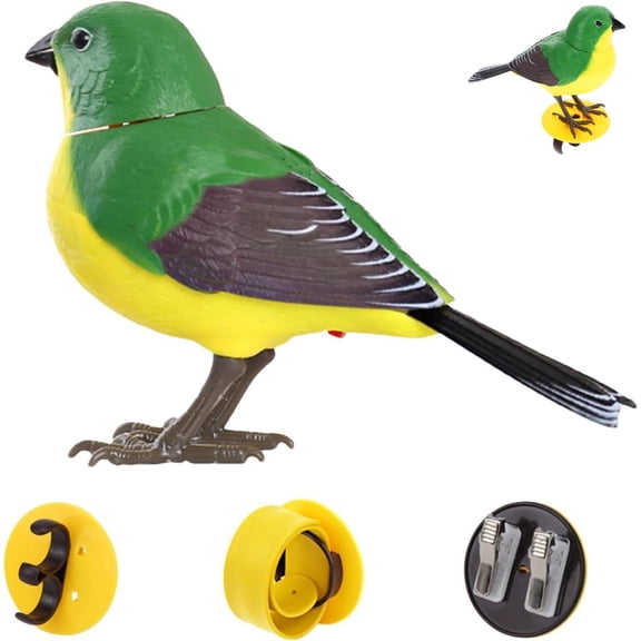 Electric Singing & Chirping Bird, Simulation Interactive Pet for Desk Decoration, Realistic Chirping Sound, Home Office Decor(RL Green 1 PC)