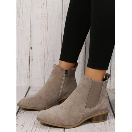 

Side Zip Heeled Faux Suede Chelsea Boots Women‘s Footwear