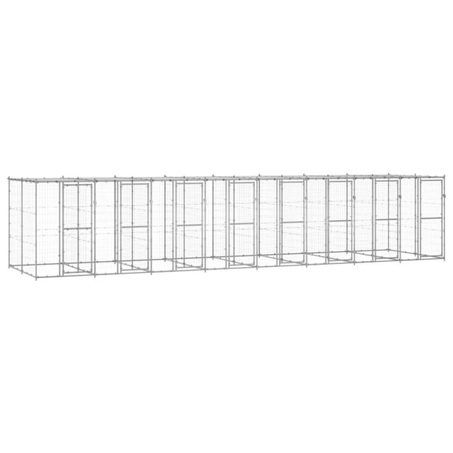 vidaXL Chenil Extérieur en Acier Galvanisé avec Toit 19,36 M2