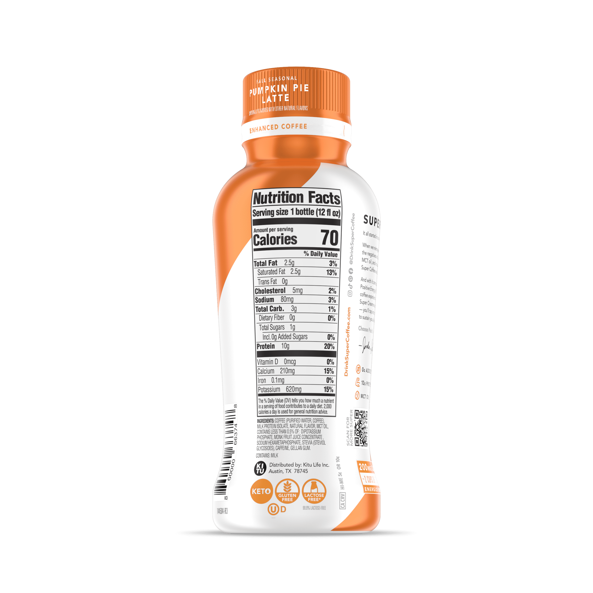 Super Coffee Pumpkin Pie Latte Iced Coffee Bottle, 12 fl oz