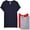 Red/Navy/Heather, variant on Marky G Apparel Women's Fine Jersey V-Neck Longer Length T-Shirt (Pack of 3)