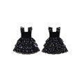thumbnail image 2 of BemeyourBBs Toddler Baby Girl Halloween Dress Outfit Kids Girl Fall Smocked Dress Flying Sleeve Ghost Bat Maple Leaves Printed Tutu Tulle Dress Little Girls Summer Fall Cake Smash Party Dress, 2 of 9