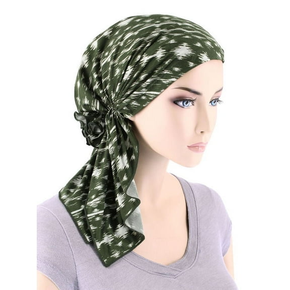 The Bella Scarf Olive Green Abstract Ikat
