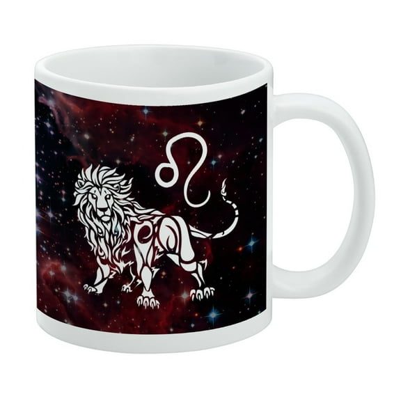 Leo Lion Zodiac Sign Horoscope in Space White Mug