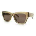 thumbnail image 4 of Womens Classic Understated Thick Horn Rim Designer Fashion Sunglasses Grey - Brown, 4 of 7