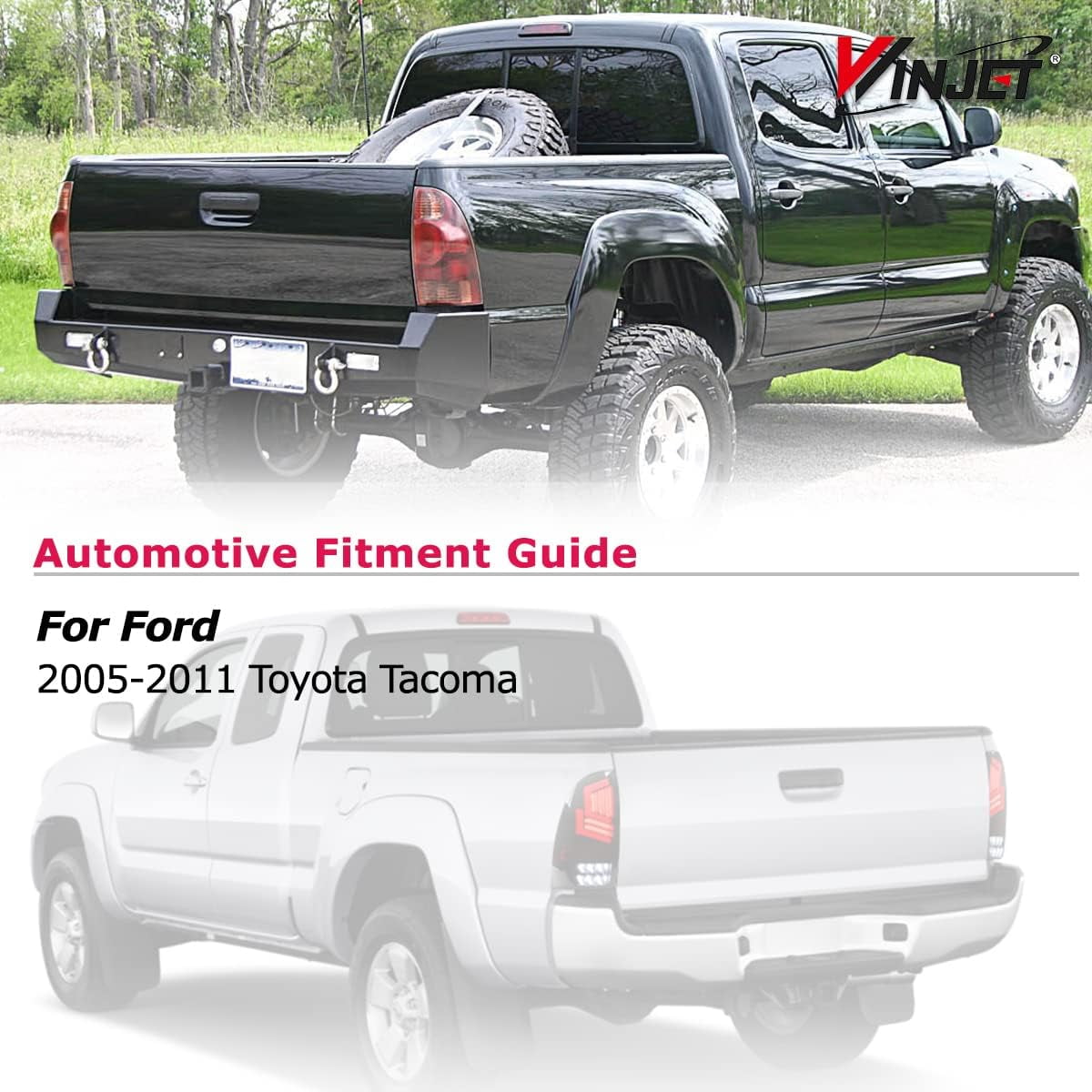 1 Pair LED Tail Lights for 2005-2015 Toyota Tacoma,Sequential Turn Signal Rear Lights,Glossy Black & Clear Lens
