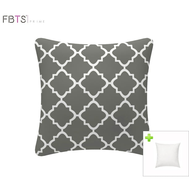 FBTS Prime Outdoor Decorative Pillows with Insert Gray Patio Accent