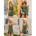 thumbnail image 5 of Ekouaer Nursing Tank Tops 3 Packs Sleeveless Maternity Shirts V Neck Pregnancy Clothes Black/Pink/Army Green, 5 of 6